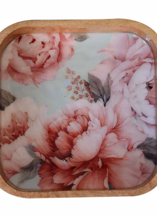 Pink Floral Square Bowl Set of 2