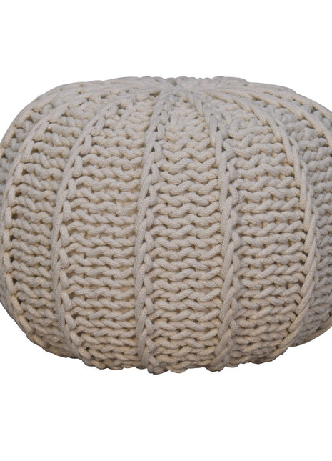 Puff de cable color crema