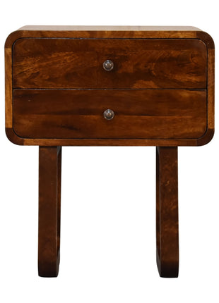 U-Curved Chestnut Bedside