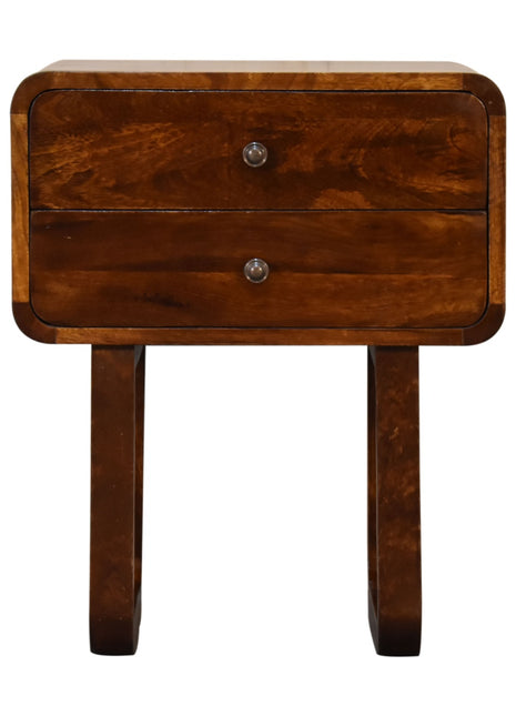 U-Curved Chestnut Bedside