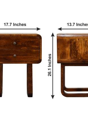 U-Curved Chestnut Bedside