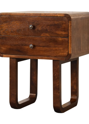 U-Curved Chestnut Bedside