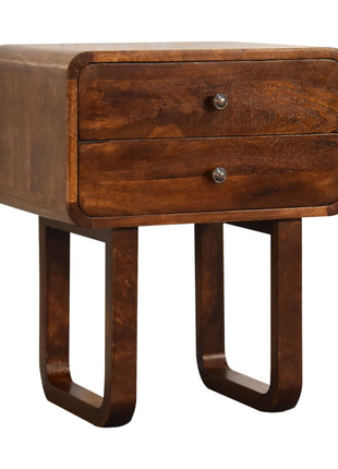 U-Curved Chestnut Bedside