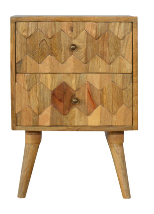 Pineapple Carve 2 Drawer Bedside