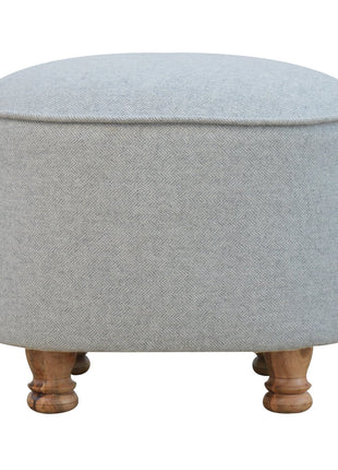 Light Grey Tweed Oval Footstool
