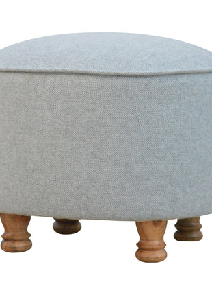 Light Grey Tweed Oval Footstool