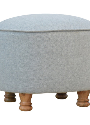 Light Grey Tweed Oval Footstool