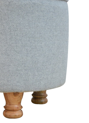 Light Grey Tweed Oval Footstool