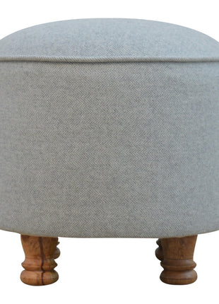 Light Grey Tweed Oval Footstool