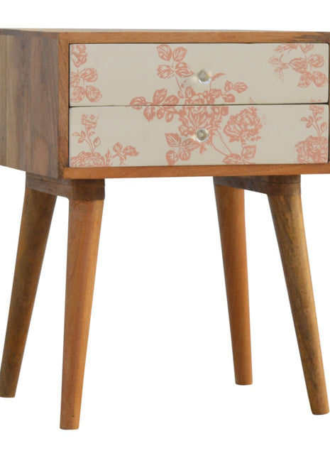 Pink Floral Screen Printed Bedside