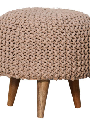 Keeva Beige Round Footstool
