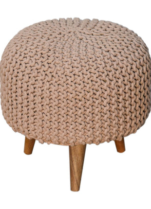 Keeva Beige Round Footstool