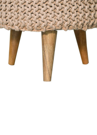 Keeva Beige Round Footstool