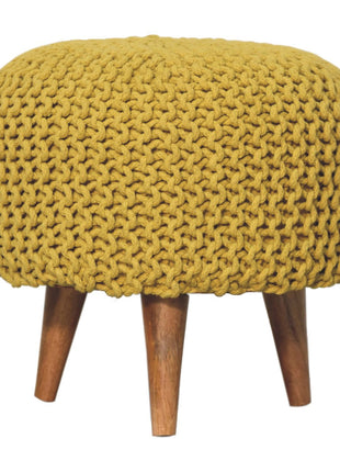 Keeva Mustard Round Footstool