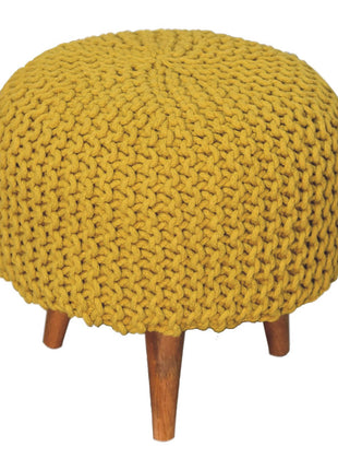 Keeva Mustard Round Footstool