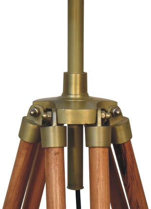 Wooden Brass Teak Floor Lamp
