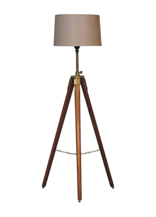 Fixed Brass Plated Tripod Floor Lamp