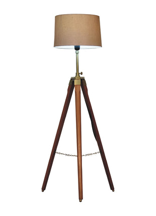 Fixed Brass Plated Tripod Floor Lamp