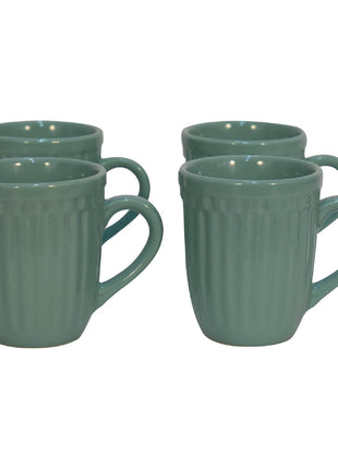 Sea Green Ribbed Mug Set of 4