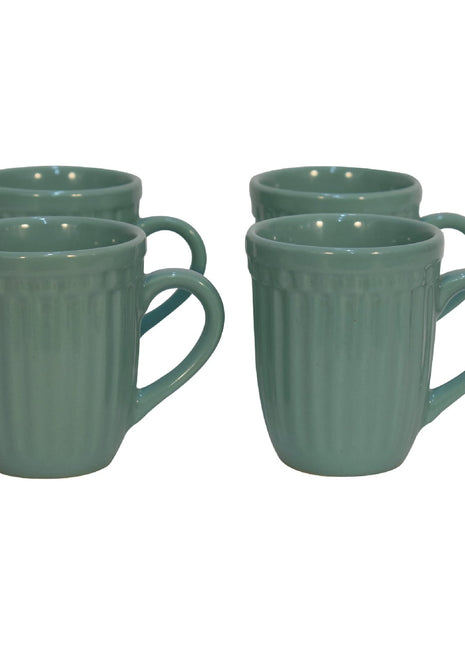 Sea Green Ribbed Mug Set of 4