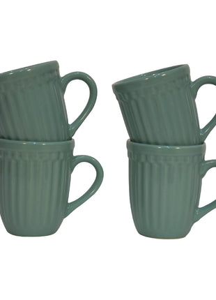 Sea Green Ribbed Mug Set of 4
