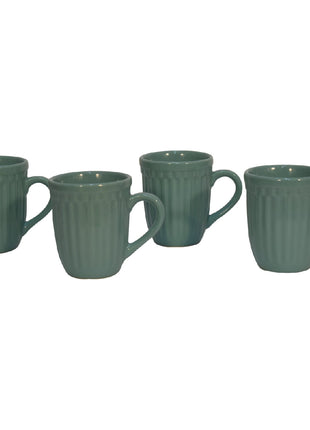 Sea Green Ribbed Mug Set of 4