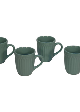 Sea Green Ribbed Mug Set of 4