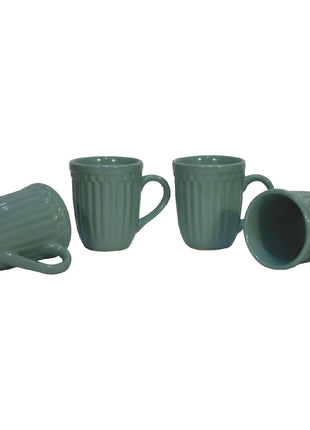 Sea Green Ribbed Mug Set of 4