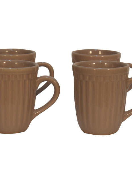 Beige Ribbed Mug Set of 4