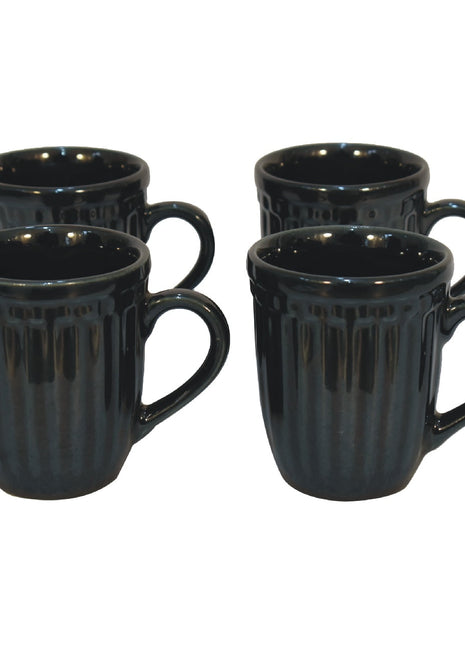 Black Ribbed Mug Set of 4