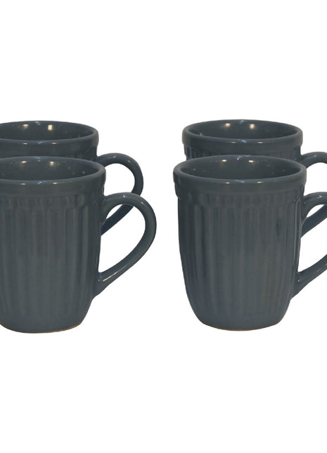 Charcoal Grey Ribbed Mug Set of 4