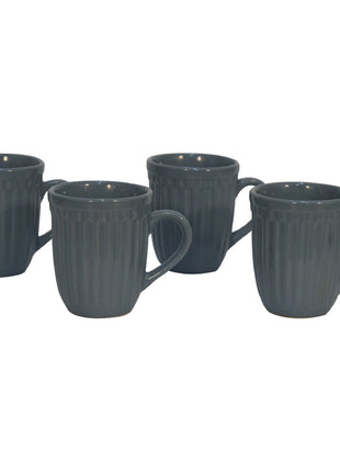 Anthrazitgraues geripptes Becher-Set, 4 Stück