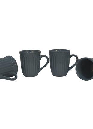 Anthrazitgraues geripptes Becher-Set, 4 Stück