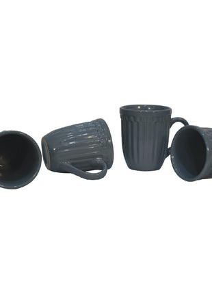 Anthrazitgraues geripptes Becher-Set, 4 Stück
