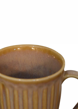 Beige Ribbed Mug - Set of 4