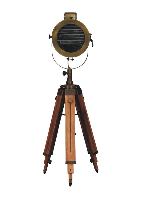 Brass Antique Tripod Fold Spotlight Floor Lamp