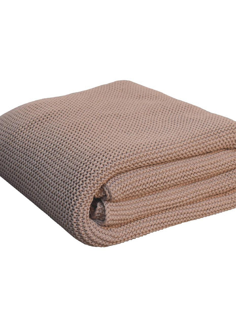 Double Bed Size Beige Knitted Throw
