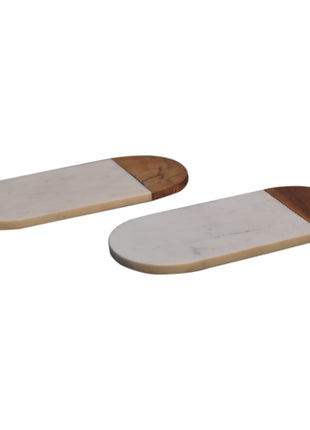 White Marble and Wood Chopping Board