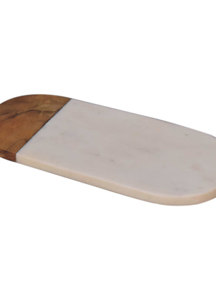 White Marble and Wood Chopping Board