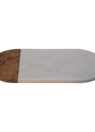White Marble and Wood Chopping Board