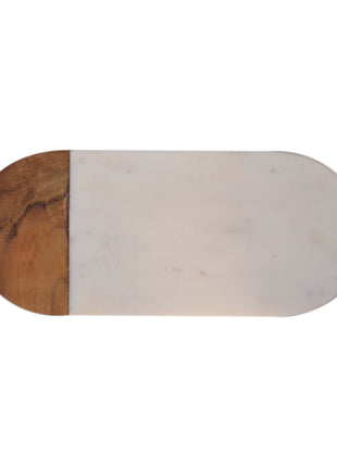 White Marble and Wood Chopping Board