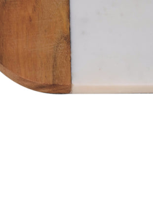 White Marble and Wood Chopping Board