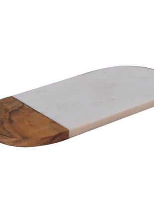 White Marble and Wood Chopping Board