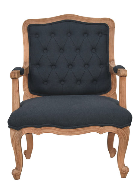 Silla francesa de lino azul marino