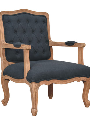Navy Blue Linen French Style Chair