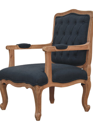 Navy Blue Linen French Style Chair