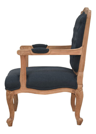 Navy Blue Linen French Style Chair