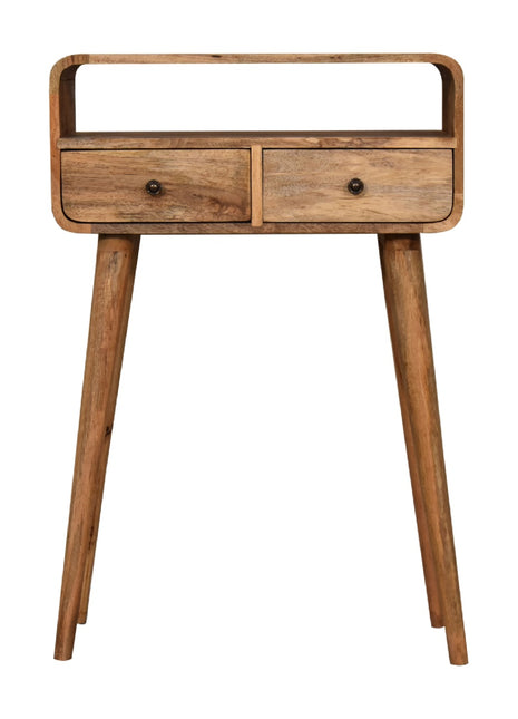 Mini Curved Oak-ish Console Table