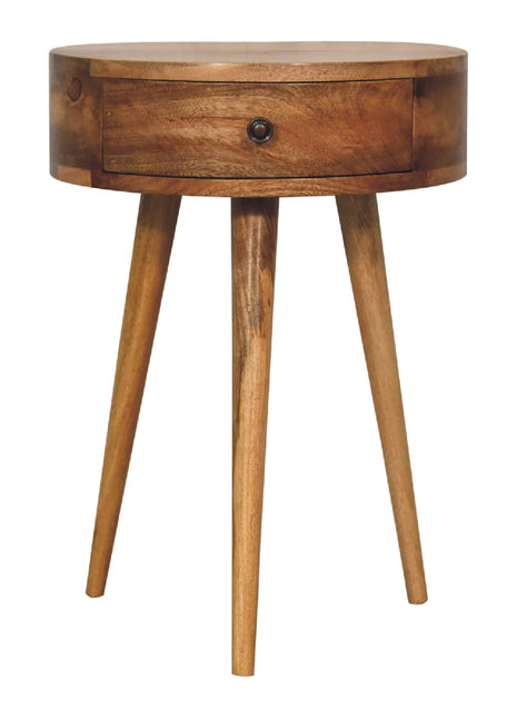Mini Oak-ish Circular Shape Bedside