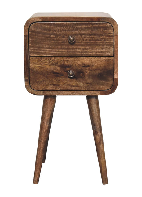 Mini Curved Grey Washed Bedside